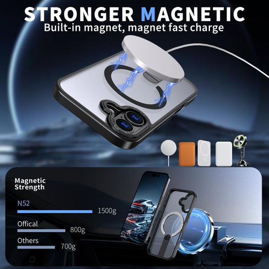 For iPhone 17 Star Shine Series TPU + PC MagSafe Phone Case with Fold Holder(Black) - iPhone 17 Cases by buy2fix | Online Shopping UK | buy2fix