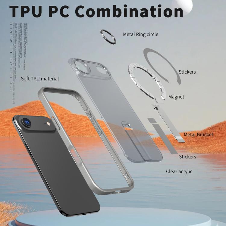 For iPhone Air Star Shine Series TPU + PC MagSafe Phone Case with Fold Holder(Grey) - iPhone Air Cases by buy2fix | Online Shopping UK | buy2fix