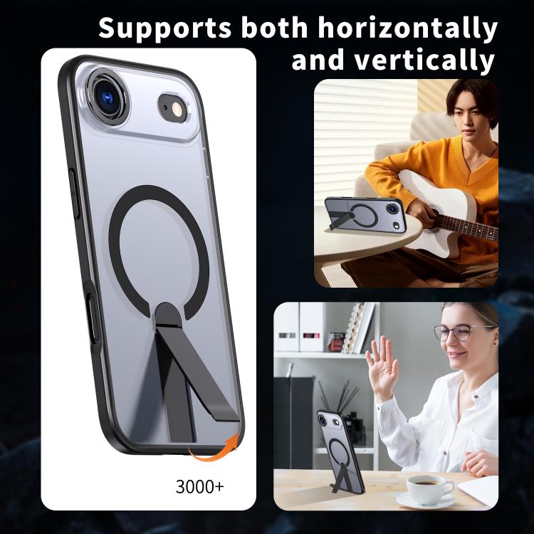 For iPhone Air Star Shine Series TPU + PC MagSafe Phone Case with Fold Holder(Black) - iPhone Air Cases by buy2fix | Online Shopping UK | buy2fix