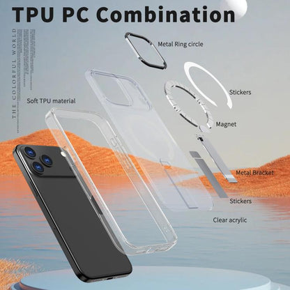 For iPhone 17 Pro Star Shine Series TPU + PC MagSafe Phone Case with Fold Holder(Transparent) - iPhone 17 Pro Cases by buy2fix | Online Shopping UK | buy2fix