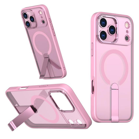 For iPhone 17 Pro Star Shine Series TPU + PC MagSafe Phone Case with Fold Holder(Pink) - iPhone 17 Pro Cases by buy2fix | Online Shopping UK | buy2fix
