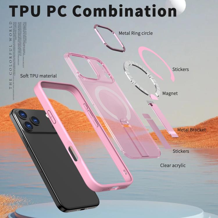 For iPhone 17 Pro Star Shine Series TPU + PC MagSafe Phone Case with Fold Holder(Pink) - iPhone 17 Pro Cases by buy2fix | Online Shopping UK | buy2fix