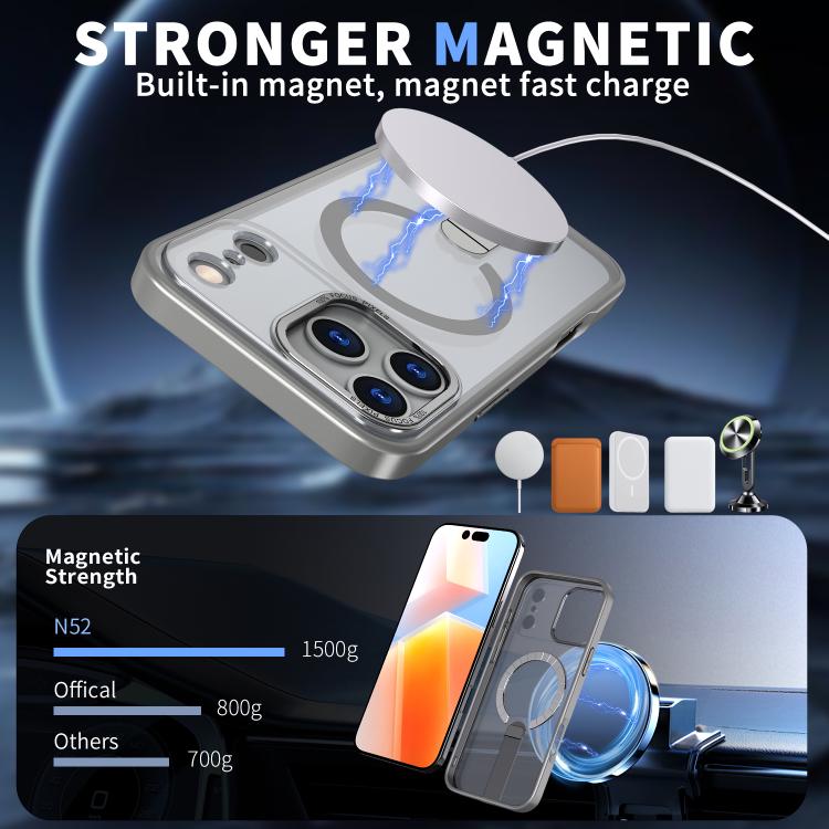 For iPhone 17 Pro Star Shine Series TPU + PC MagSafe Phone Case with Fold Holder(Grey) - iPhone 17 Pro Cases by buy2fix | Online Shopping UK | buy2fix