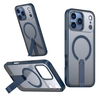 For iPhone 17 Pro Star Shine Series TPU + PC MagSafe Phone Case with Fold Holder(Navy Blue) - iPhone 17 Pro Cases by buy2fix | Online Shopping UK | buy2fix