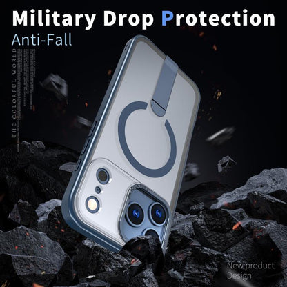 For iPhone 17 Pro Star Shine Series TPU + PC MagSafe Phone Case with Fold Holder(Navy Blue) - iPhone 17 Pro Cases by buy2fix | Online Shopping UK | buy2fix