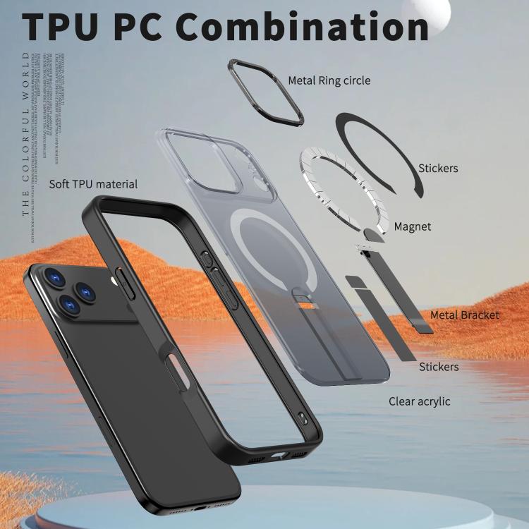 For iPhone 17 Pro Star Shine Series TPU + PC MagSafe Phone Case with Fold Holder(Black) - iPhone 17 Pro Cases by buy2fix | Online Shopping UK | buy2fix