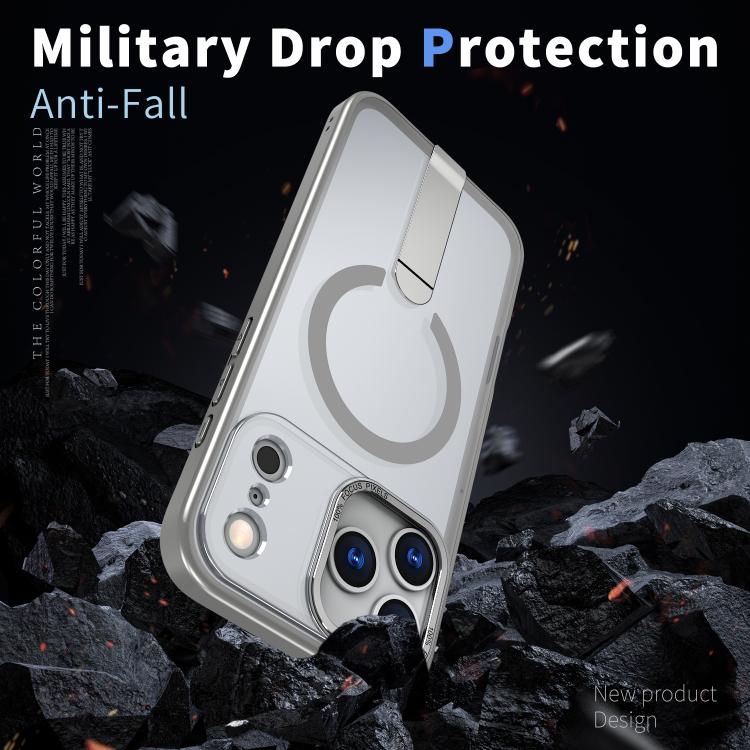 For iPhone 17 Pro Max Star Shine Series TPU + PC MagSafe Phone Case with Fold Holder(Grey) - iPhone 17 Pro Max Cases by buy2fix | Online Shopping UK | buy2fix