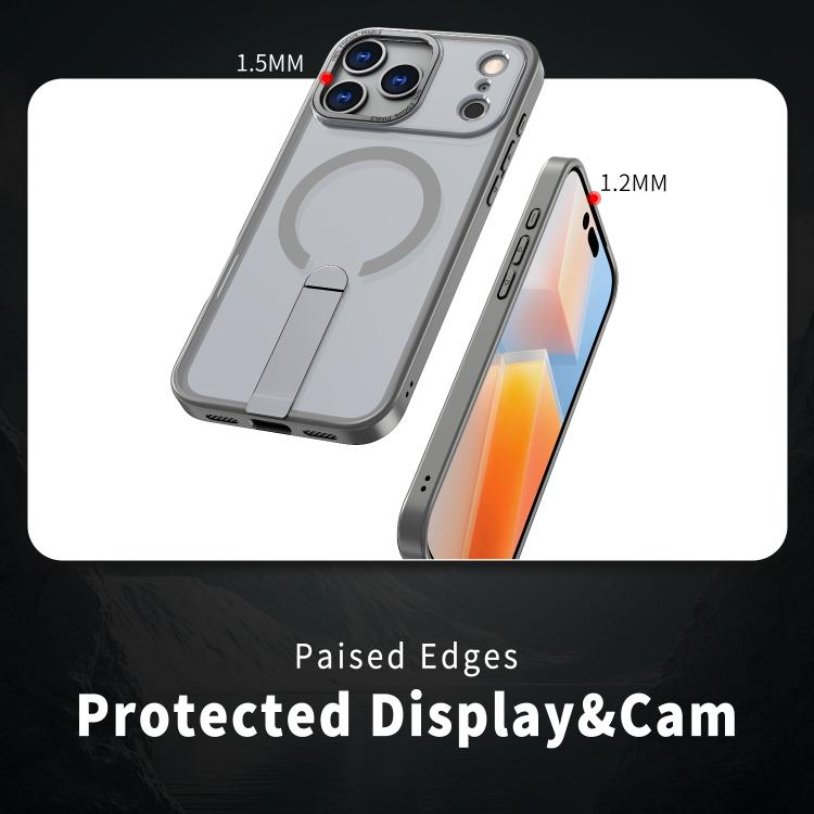 For iPhone 17 Pro Max Star Shine Series TPU + PC MagSafe Phone Case with Fold Holder(Grey) - iPhone 17 Pro Max Cases by buy2fix | Online Shopping UK | buy2fix