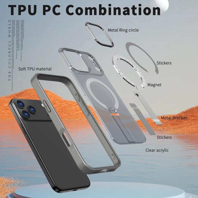For iPhone 17 Pro Max Star Shine Series TPU + PC MagSafe Phone Case with Fold Holder(Grey) - iPhone 17 Pro Max Cases by buy2fix | Online Shopping UK | buy2fix
