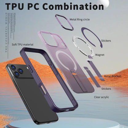 For iPhone 17 Pro Max Star Shine Series TPU + PC MagSafe Phone Case with Fold Holder(Purple) - iPhone 17 Pro Max Cases by buy2fix | Online Shopping UK | buy2fix