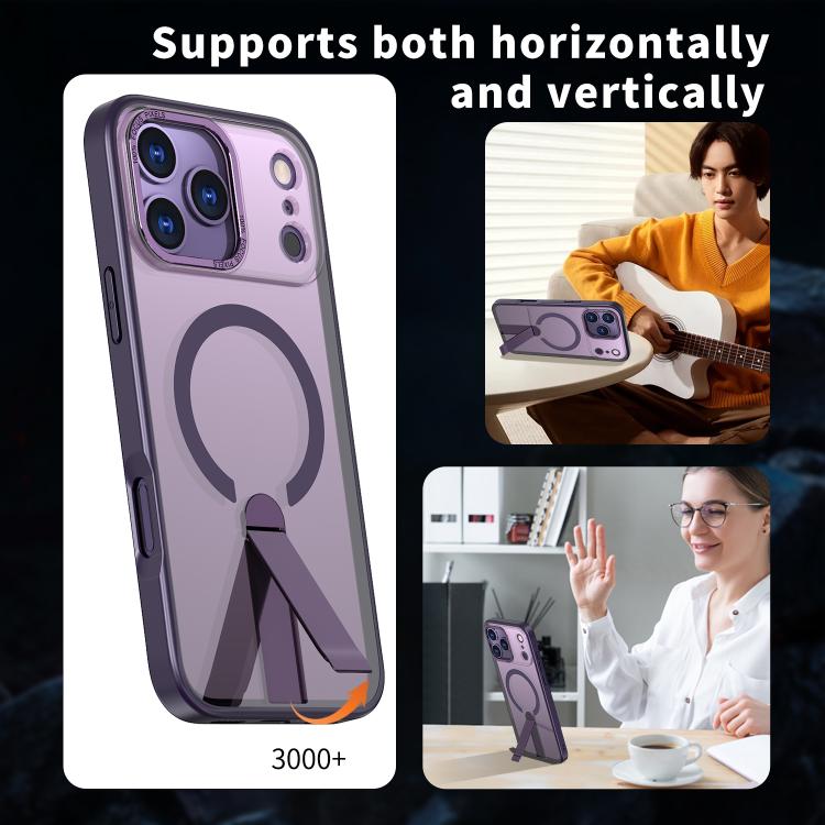 For iPhone 17 Pro Max Star Shine Series TPU + PC MagSafe Phone Case with Fold Holder(Purple) - iPhone 17 Pro Max Cases by buy2fix | Online Shopping UK | buy2fix