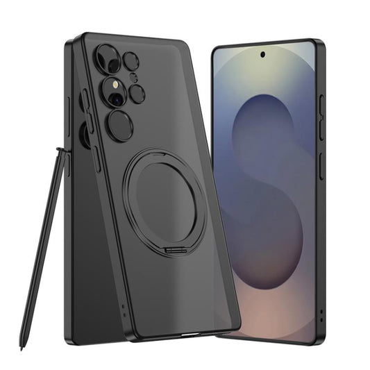For Samsung Galaxy S24 Ultra 5G Frosted Skin-feel Magnetic Rotating Holder Phone Case, Not Included Pen(Black) - Galaxy S24 Ultra 5G Cases by GKK | Online Shopping UK | buy2fix