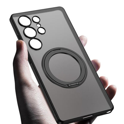 For Samsung Galaxy S24 Ultra 5G Frosted Skin-feel Magnetic Rotating Holder Phone Case, Not Included Pen(Gray) - Galaxy S24 Ultra 5G Cases by GKK | Online Shopping UK | buy2fix