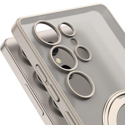 For Samsung Galaxy S24 Ultra 5G Frosted Skin-feel Magnetic Rotating Holder Phone Case, Not Included Pen(Gray) - Galaxy S24 Ultra 5G Cases by GKK | Online Shopping UK | buy2fix