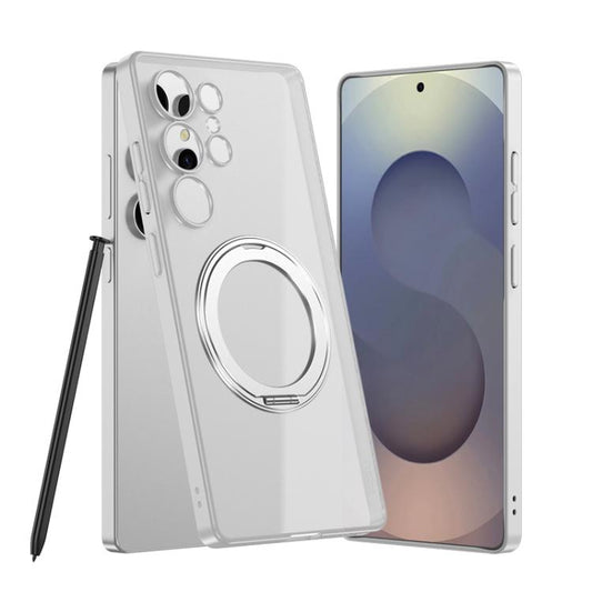 For Samsung Galaxy S24 Ultra 5G Frosted Skin-feel Magnetic Rotating Holder Phone Case, Not Included Pen(Silver) - Galaxy S24 Ultra 5G Cases by GKK | Online Shopping UK | buy2fix