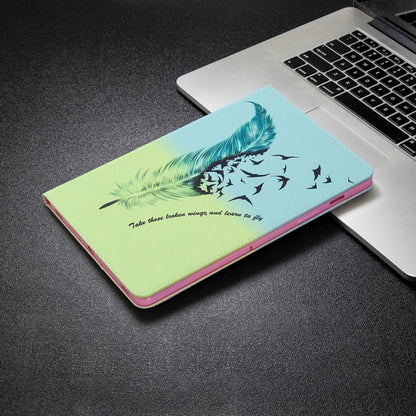 For Samsung Galaxy Tab S8 / Galaxy Tab S7 T870 Colored Drawing Pattern Horizontal Flip Leather Case with Holder & Card Slots & Wallet(Feather Bird) - Galaxy Tab S8 Cases by buy2fix | Online Shopping UK | buy2fix