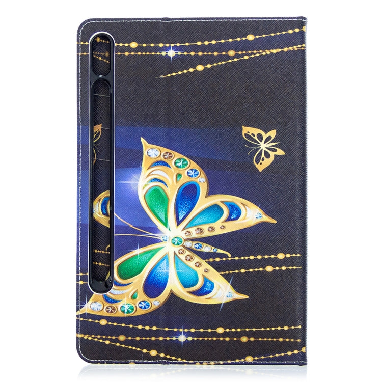 For Samsung Galaxy Tab S8 / Galaxy Tab S7 T870 Colored Drawing Pattern Horizontal Flip Leather Case with Holder & Card Slots & Wallet(Big Butterfly) - Galaxy Tab S8 Cases by buy2fix | Online Shopping UK | buy2fix