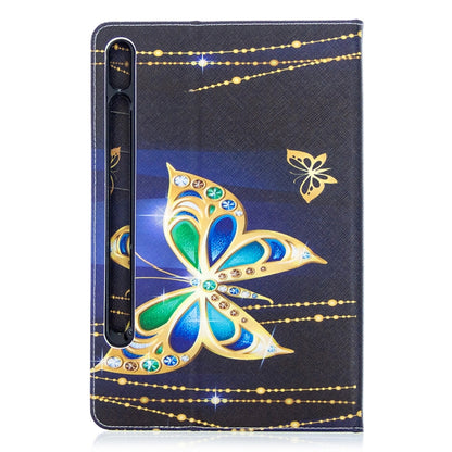 For Samsung Galaxy Tab S8 / Galaxy Tab S7 T870 Colored Drawing Pattern Horizontal Flip Leather Case with Holder & Card Slots & Wallet(Big Butterfly) - Galaxy Tab S8 Cases by buy2fix | Online Shopping UK | buy2fix
