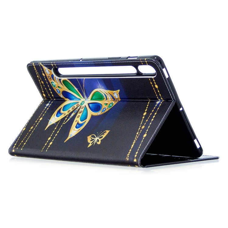 For Samsung Galaxy Tab S8 / Galaxy Tab S7 T870 Colored Drawing Pattern Horizontal Flip Leather Case with Holder & Card Slots & Wallet(Big Butterfly) - Galaxy Tab S8 Cases by buy2fix | Online Shopping UK | buy2fix