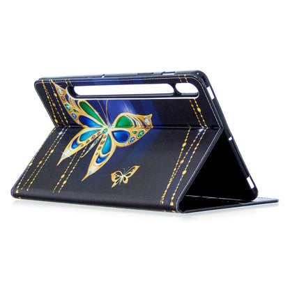 For Samsung Galaxy Tab S8 / Galaxy Tab S7 T870 Colored Drawing Pattern Horizontal Flip Leather Case with Holder & Card Slots & Wallet(Big Butterfly) - Galaxy Tab S8 Cases by buy2fix | Online Shopping UK | buy2fix