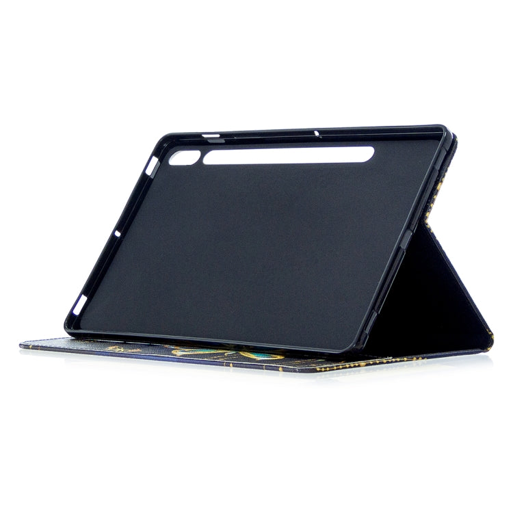 For Samsung Galaxy Tab S8 / Galaxy Tab S7 T870 Colored Drawing Pattern Horizontal Flip Leather Case with Holder & Card Slots & Wallet(Big Butterfly) - Galaxy Tab S8 Cases by buy2fix | Online Shopping UK | buy2fix