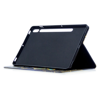 For Samsung Galaxy Tab S8 / Galaxy Tab S7 T870 Colored Drawing Pattern Horizontal Flip Leather Case with Holder & Card Slots & Wallet(Big Butterfly) - Galaxy Tab S8 Cases by buy2fix | Online Shopping UK | buy2fix