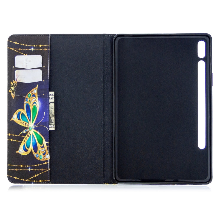 For Samsung Galaxy Tab S8 / Galaxy Tab S7 T870 Colored Drawing Pattern Horizontal Flip Leather Case with Holder & Card Slots & Wallet(Big Butterfly) - Galaxy Tab S8 Cases by buy2fix | Online Shopping UK | buy2fix