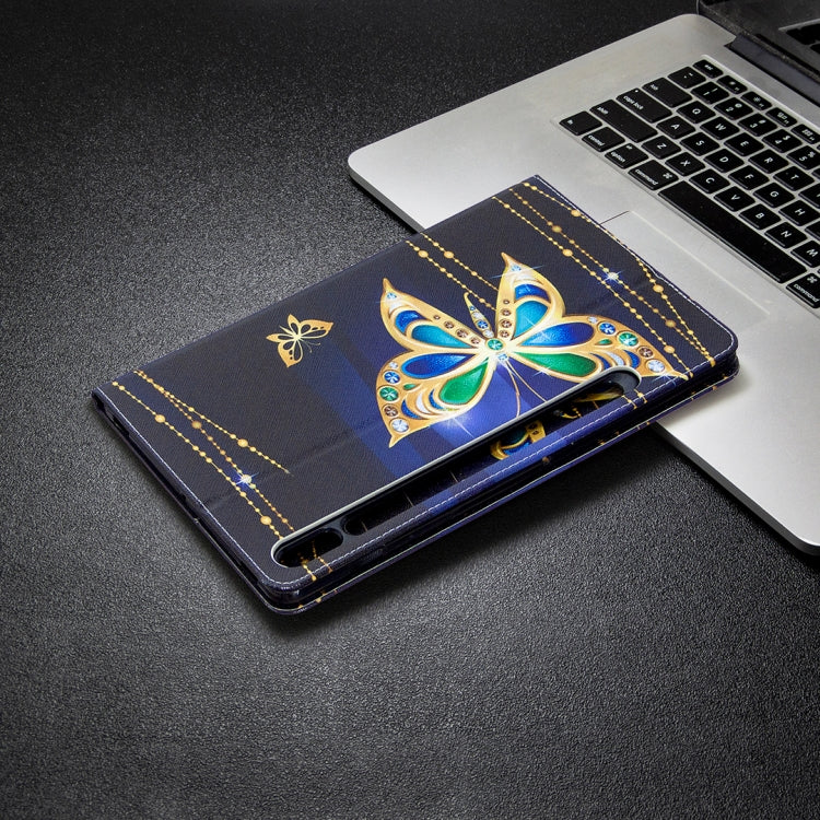 For Samsung Galaxy Tab S8 / Galaxy Tab S7 T870 Colored Drawing Pattern Horizontal Flip Leather Case with Holder & Card Slots & Wallet(Big Butterfly) - Galaxy Tab S8 Cases by buy2fix | Online Shopping UK | buy2fix