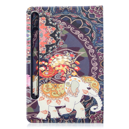 For Samsung Galaxy Tab S8 / Galaxy Tab S7 T870 Colored Drawing Pattern Horizontal Flip Leather Case with Holder & Card Slots & Wallet(Flower Elephant) - Galaxy Tab S8 Cases by buy2fix | Online Shopping UK | buy2fix