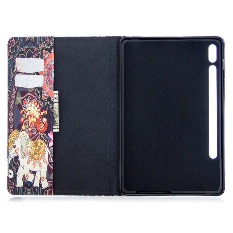 For Samsung Galaxy Tab S8 / Galaxy Tab S7 T870 Colored Drawing Pattern Horizontal Flip Leather Case with Holder & Card Slots & Wallet(Flower Elephant) - Galaxy Tab S8 Cases by buy2fix | Online Shopping UK | buy2fix