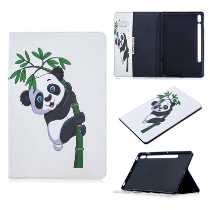 For Samsung Galaxy Tab S8 / Galaxy Tab S7 T870 Colored Drawing Pattern Horizontal Flip Leather Case with Holder & Card Slots & Wallet(Panda Bamboo) by buy2fix