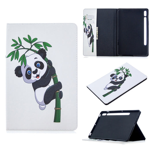 For Samsung Galaxy Tab S8 / Galaxy Tab S7 T870 Colored Drawing Pattern Horizontal Flip Leather Case with Holder & Card Slots & Wallet(Panda Bamboo) by buy2fix