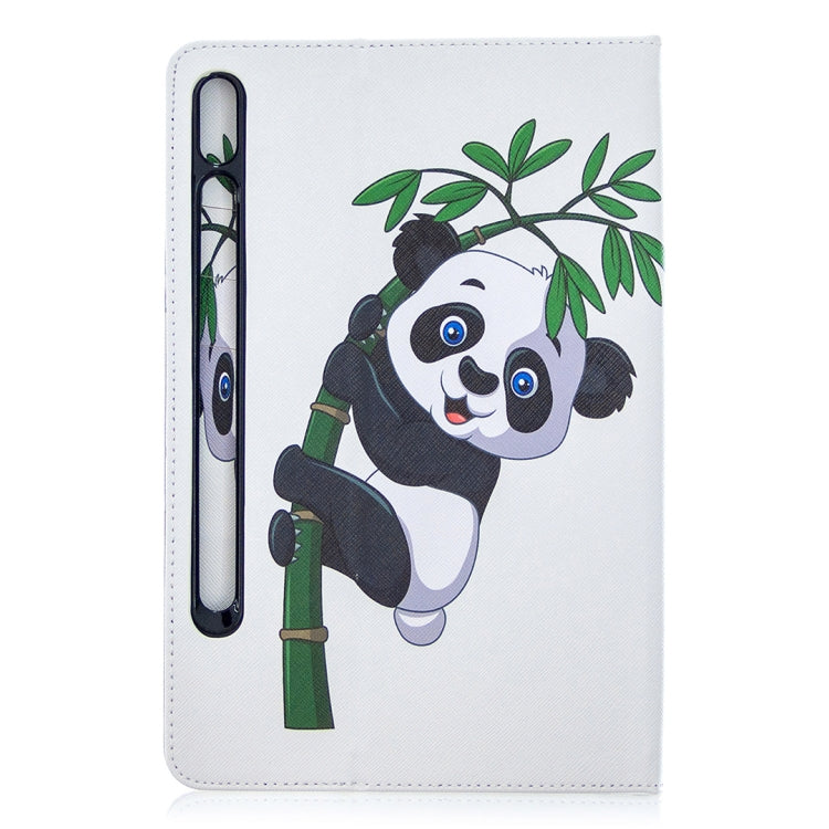 For Samsung Galaxy Tab S8 / Galaxy Tab S7 T870 Colored Drawing Pattern Horizontal Flip Leather Case with Holder & Card Slots & Wallet(Panda Bamboo) by buy2fix