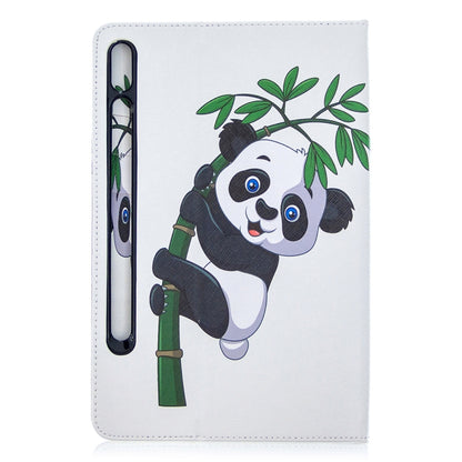For Samsung Galaxy Tab S8 / Galaxy Tab S7 T870 Colored Drawing Pattern Horizontal Flip Leather Case with Holder & Card Slots & Wallet(Panda Bamboo) by buy2fix