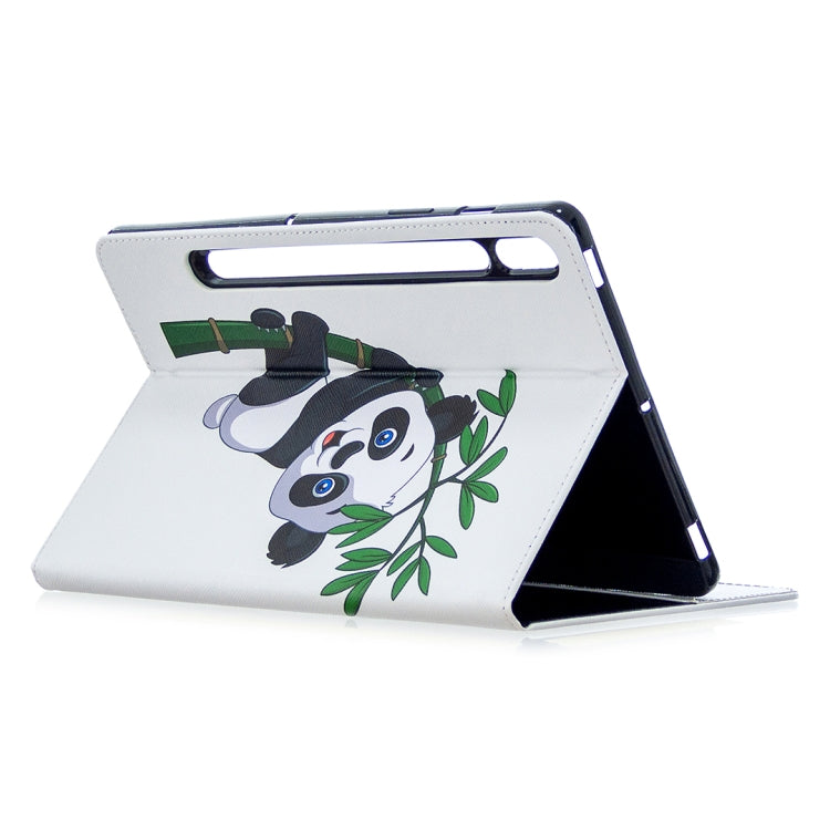 For Samsung Galaxy Tab S8 / Galaxy Tab S7 T870 Colored Drawing Pattern Horizontal Flip Leather Case with Holder & Card Slots & Wallet(Panda Bamboo) by buy2fix