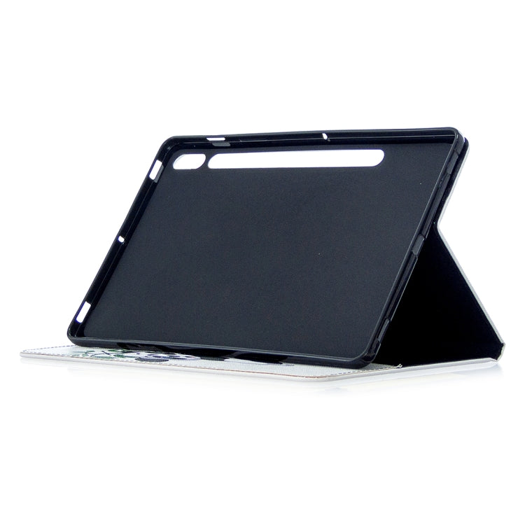 For Samsung Galaxy Tab S8 / Galaxy Tab S7 T870 Colored Drawing Pattern Horizontal Flip Leather Case with Holder & Card Slots & Wallet(Panda Bamboo) by buy2fix