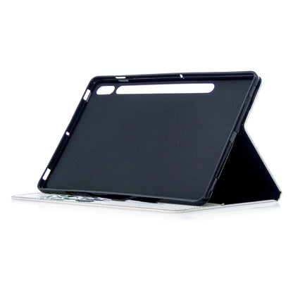 For Samsung Galaxy Tab S8 / Galaxy Tab S7 T870 Colored Drawing Pattern Horizontal Flip Leather Case with Holder & Card Slots & Wallet(Panda Bamboo) by buy2fix