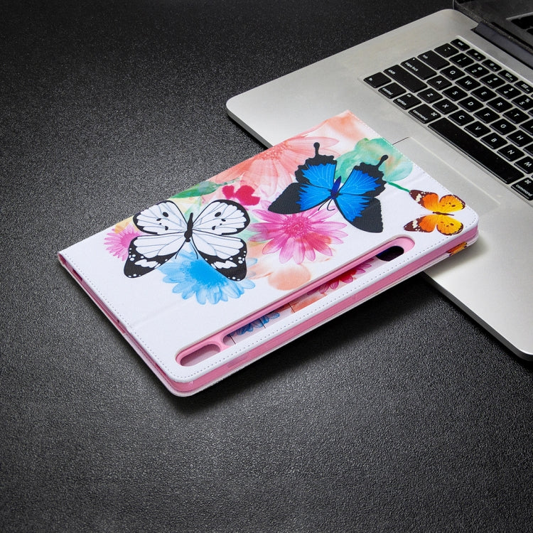 For Samsung Galaxy Tab S8 / Galaxy Tab S7 T870 Colored Drawing Pattern Horizontal Flip Leather Case with Holder & Card Slots & Wallet(Two Butterflies) - Galaxy Tab S8 Cases by buy2fix | Online Shopping UK | buy2fix
