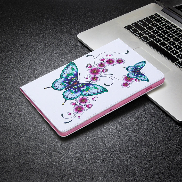 For Samsung Galaxy Tab S8 / Galaxy Tab S7 T870 Colored Drawing Pattern Horizontal Flip Leather Case with Holder & Card Slots & Wallet(Peach Blossom Butterfly) - Galaxy Tab S8 Cases by buy2fix | Online Shopping UK | buy2fix