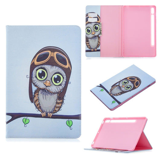 For Samsung Galaxy Tab S8 / Galaxy Tab S7 T870 Colored Drawing Pattern Horizontal Flip Leather Case with Holder & Card Slots & Wallet(Owl) by buy2fix