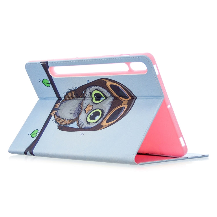 For Samsung Galaxy Tab S8 / Galaxy Tab S7 T870 Colored Drawing Pattern Horizontal Flip Leather Case with Holder & Card Slots & Wallet(Owl) - Galaxy Tab S8 Cases by buy2fix | Online Shopping UK | buy2fix