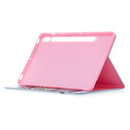 For Samsung Galaxy Tab S8 / Galaxy Tab S7 T870 Colored Drawing Pattern Horizontal Flip Leather Case with Holder & Card Slots & Wallet(Owl) - Galaxy Tab S8 Cases by buy2fix | Online Shopping UK | buy2fix