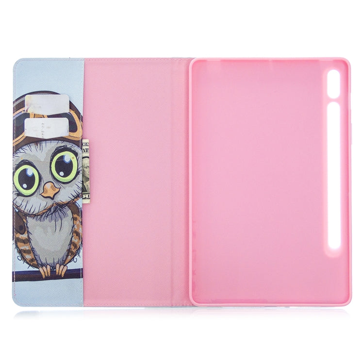 For Samsung Galaxy Tab S8 / Galaxy Tab S7 T870 Colored Drawing Pattern Horizontal Flip Leather Case with Holder & Card Slots & Wallet(Owl) - Galaxy Tab S8 Cases by buy2fix | Online Shopping UK | buy2fix