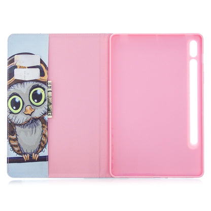 For Samsung Galaxy Tab S8 / Galaxy Tab S7 T870 Colored Drawing Pattern Horizontal Flip Leather Case with Holder & Card Slots & Wallet(Owl) - Galaxy Tab S8 Cases by buy2fix | Online Shopping UK | buy2fix