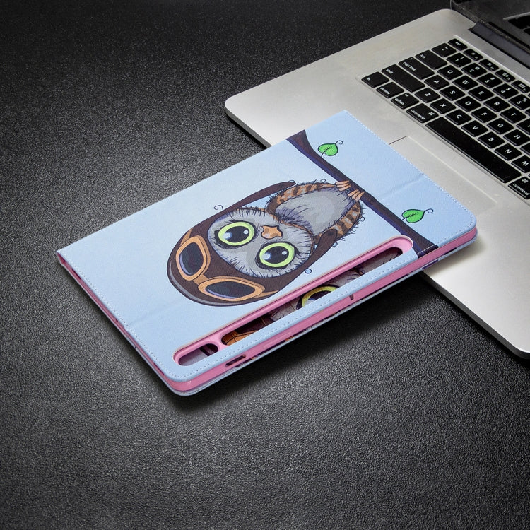 For Samsung Galaxy Tab S8 / Galaxy Tab S7 T870 Colored Drawing Pattern Horizontal Flip Leather Case with Holder & Card Slots & Wallet(Owl) - Galaxy Tab S8 Cases by buy2fix | Online Shopping UK | buy2fix