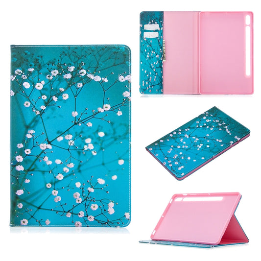 For Samsung Galaxy Tab S8 / Galaxy Tab S7 T870 Colored Drawing Pattern Horizontal Flip Leather Case with Holder & Card Slots & Wallet(Plum Blossom) by buy2fix