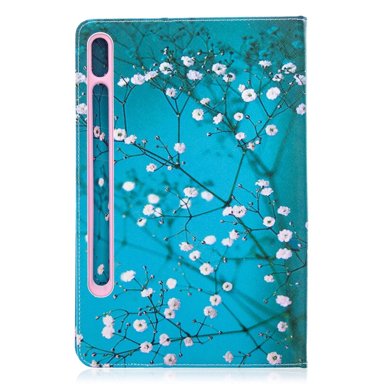 For Samsung Galaxy Tab S8 / Galaxy Tab S7 T870 Colored Drawing Pattern Horizontal Flip Leather Case with Holder & Card Slots & Wallet(Plum Blossom) by buy2fix