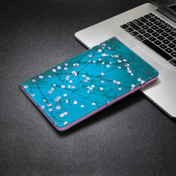 For Samsung Galaxy Tab S8 / Galaxy Tab S7 T870 Colored Drawing Pattern Horizontal Flip Leather Case with Holder & Card Slots & Wallet(Plum Blossom) by buy2fix