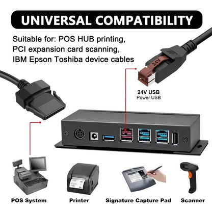 24V Powered USB to 8 Pin Stecker Data Cable for Printers POS Systems, Length:1.8m(Black) - USB Cable by buy2fix | Online Shopping UK | buy2fix