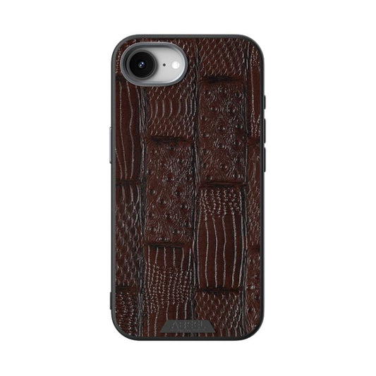 For iPhone 16e ABEEL Beast Pattern 6D Micro-Embossed MagSafe Genuine Leather Phone Case(Brown) - iPhone 16e Cases by buy2fix | Online Shopping UK | buy2fix